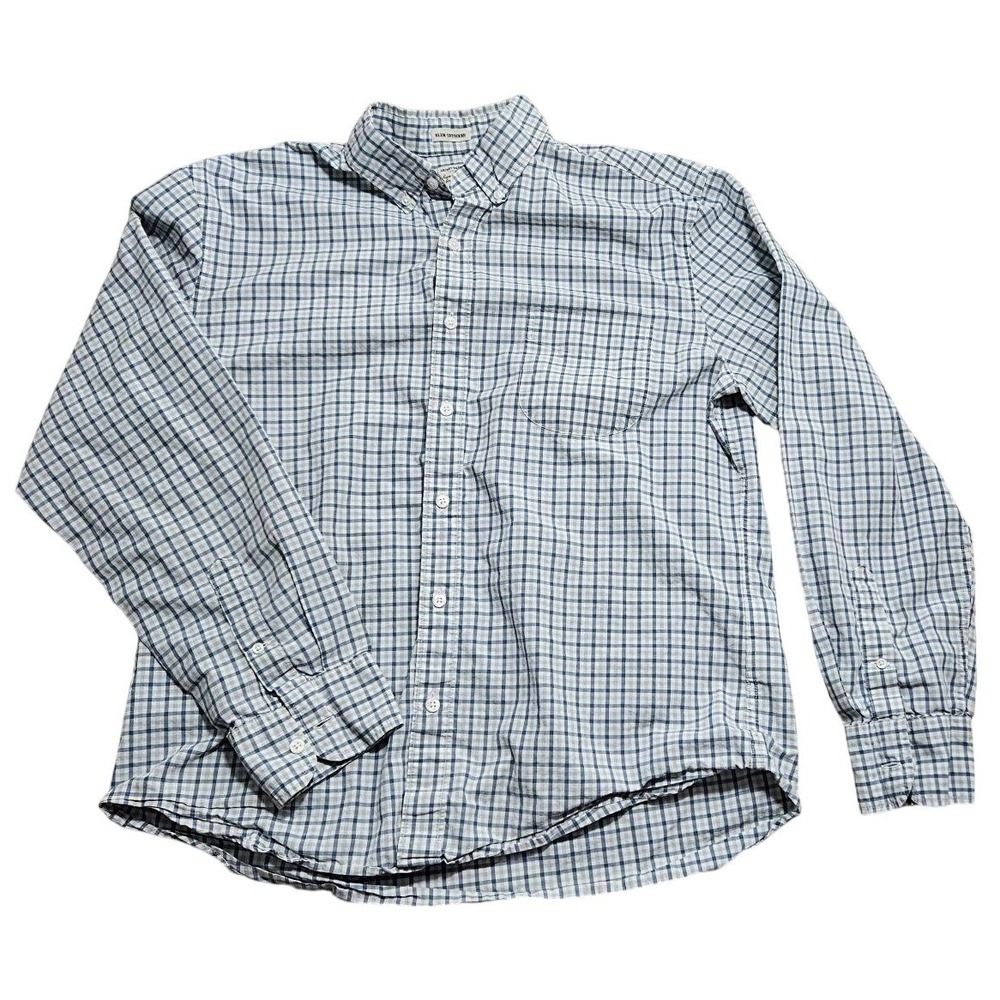 J.Crew‎ Mens Slim Untucked Secret Wash Coolmax Gingham Shirt Blue AI944 Large